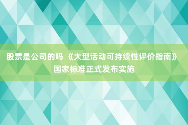 股票是公司的吗 《大型活动可持续性评价指南》 国家标准正式发布实施