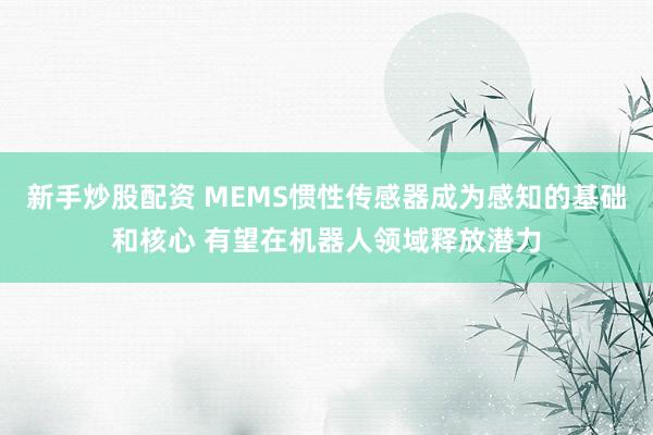新手炒股配资 MEMS惯性传感器成为感知的基础和核心 有望在机器人领域释放潜力