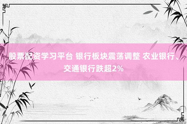 股票配资学习平台 银行板块震荡调整 农业银行、交通银行跌超2%