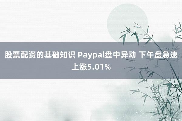 股票配资的基础知识 Paypal盘中异动 下午盘急速上涨5.01%