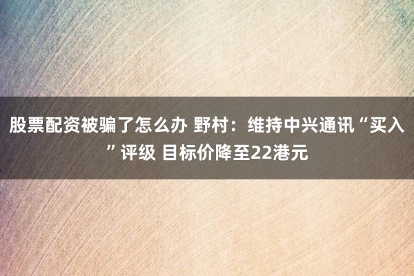 股票配资被骗了怎么办 野村：维持中兴通讯“买入”评级 目标价降至22港元