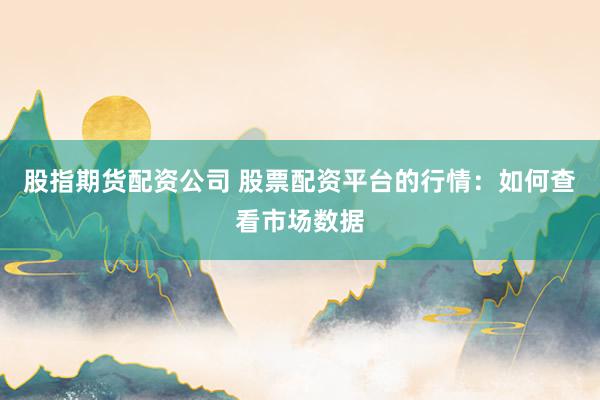 股指期货配资公司 股票配资平台的行情：如何查看市场数据