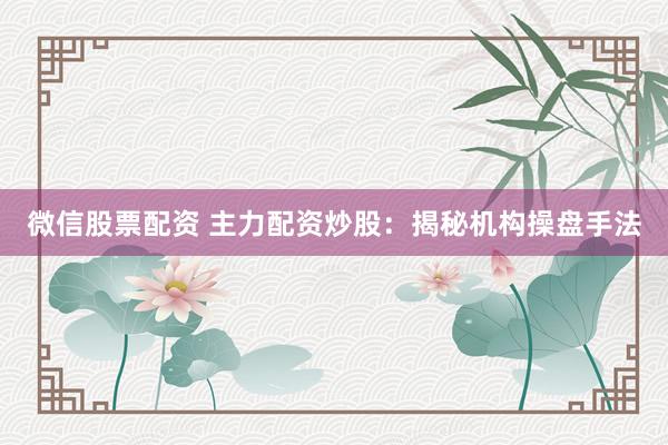 微信股票配资 主力配资炒股：揭秘机构操盘手法